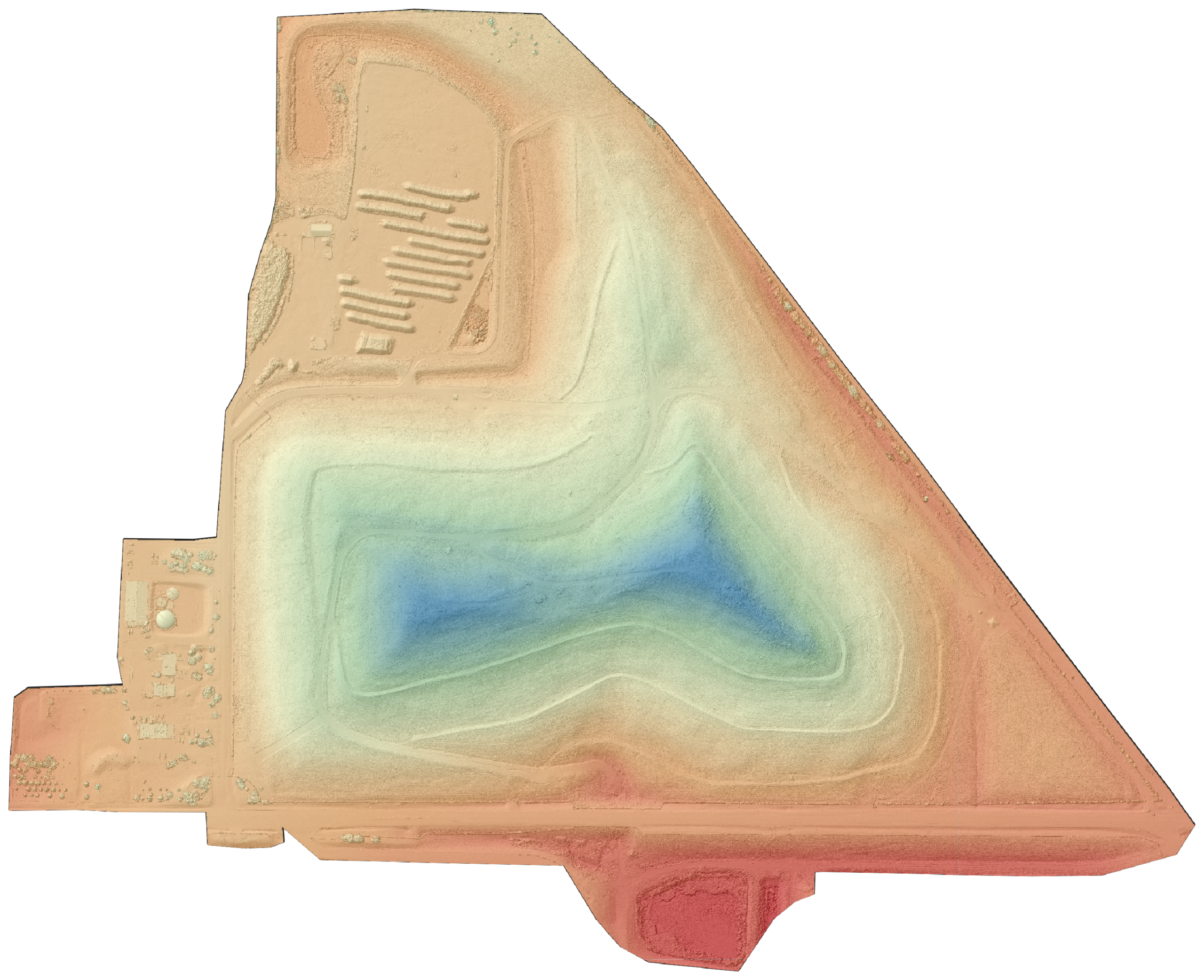 Color-relief elevation visualization derived from drone mapping of a landfill in Germantown, Wisconsin